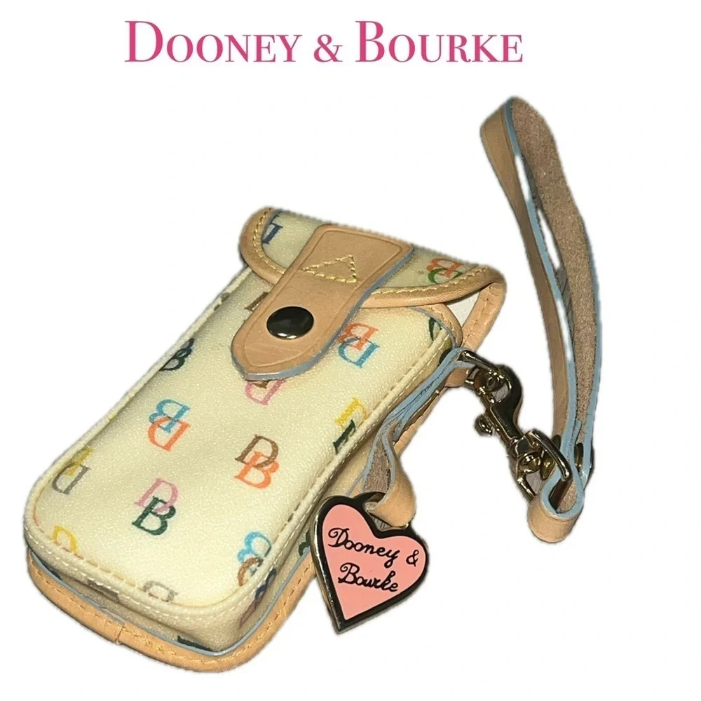 Vintage Dooney & Bourke Rainbow Monogram Wristlet Phone Case